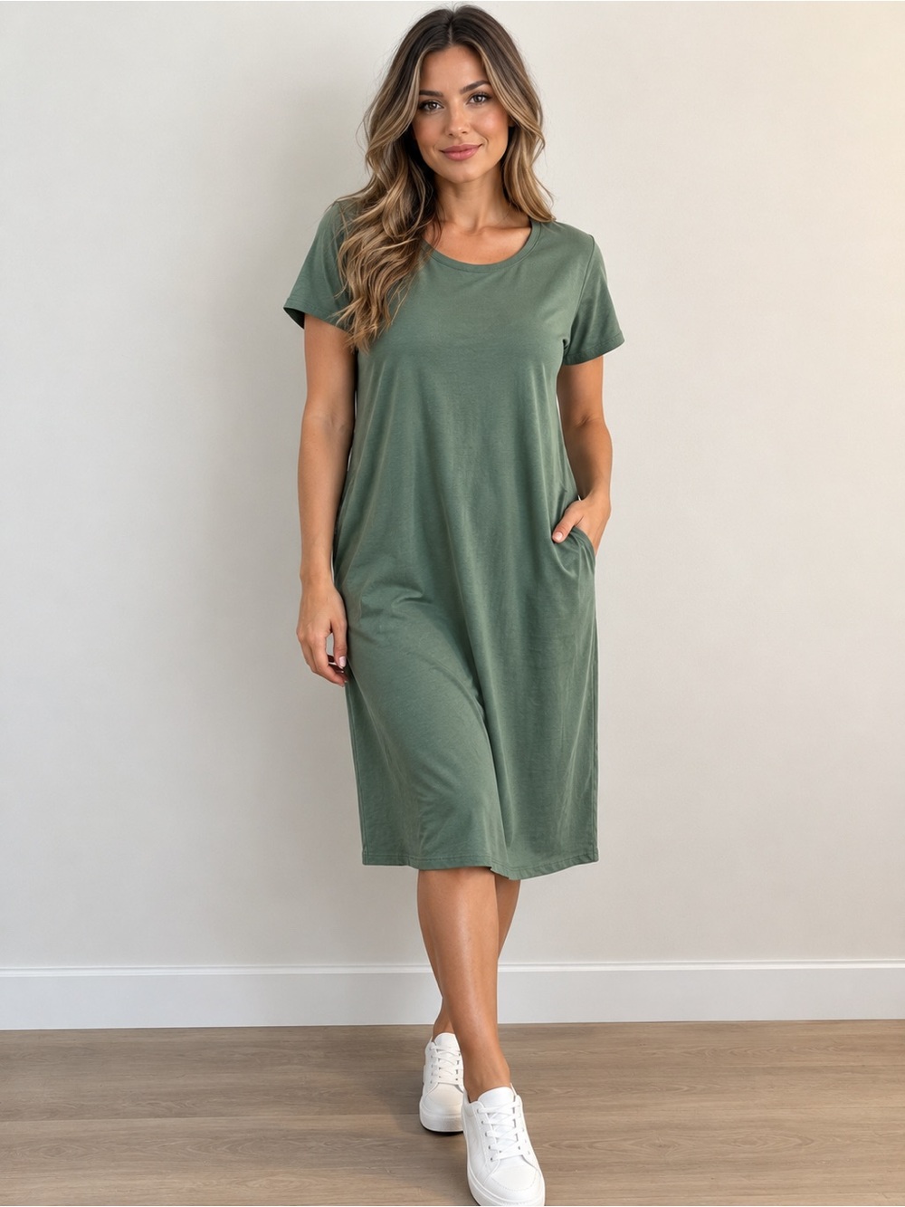 J. Crew Olive Green Short Sleeve T-Shirt Dress